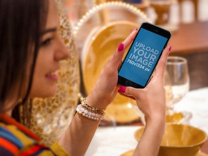 Woman Shopping with iPhone 6 Mockup