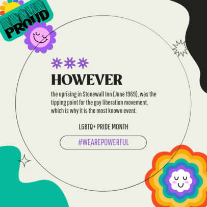 Instagram Post Creator with a Pride Month History Theme and Sticker Graphics
