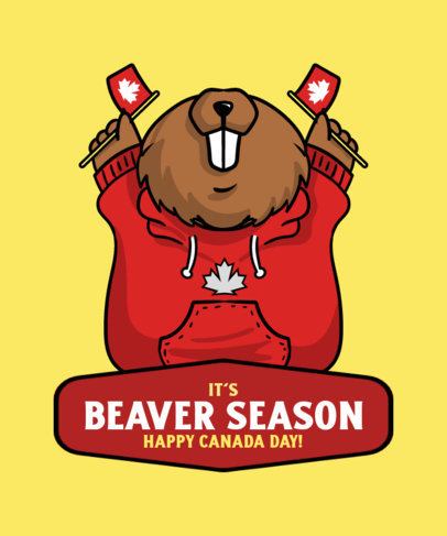 T-Shirt Design Maker Featuring a Cartoonish Beaver with Canadian Flags