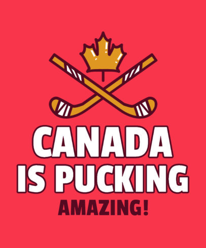 T-Shirt Design Creator for Canada Day Featuring Hockey Sticks and a Maple Leaf 4627c