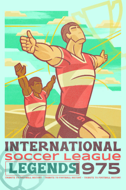 Retro Poster Design Template with a Soccer World Championship Theme 5123b