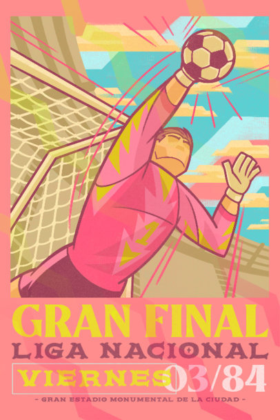 Soccer-Themed Poster Design Template Featuring an Illustration of a Goalkeeper 5123e