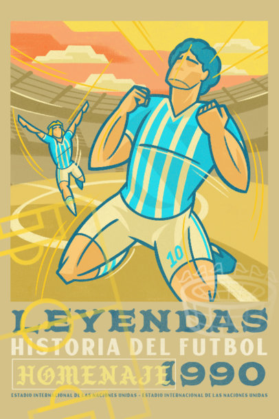 Argentina-Themed Poster Design Maker Featuring a Retro Aesthetic and a Soccer History Theme 5123d