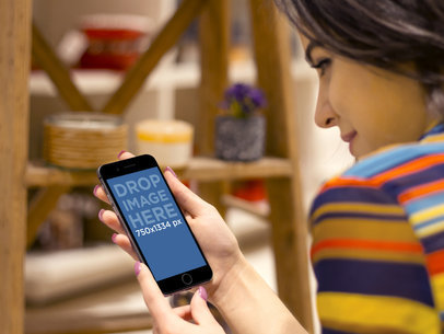 Girl Using iPhone 6 While Shopping