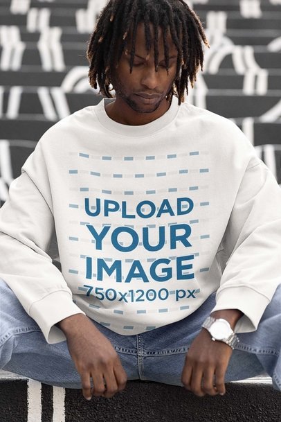Mockup of a Thoughtful Man Wearing an Oversized Sweatshirt 
