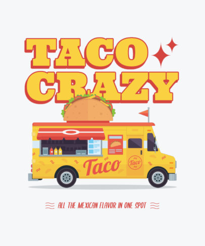T-Shirt Design Maker Featuring a Mexican Food Truck Graphic