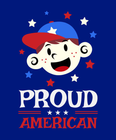 4th of July-Themed T-Shirt Design Maker Featuring a Happy Kid Illustration