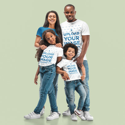 T-Shirt Mockup Featuring Two Siblings and Their Parents at a Studio m14670-r-el2