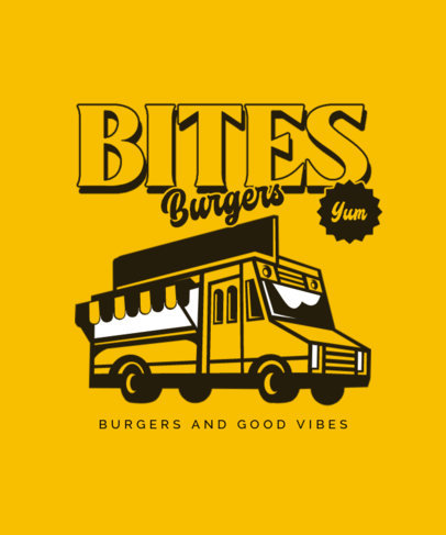 T-Shirt Design Template Featuring Promotional Food Truck Graphics 