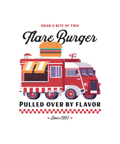 T-Shirt Design Template for a Burgers Food Truck Souvenir