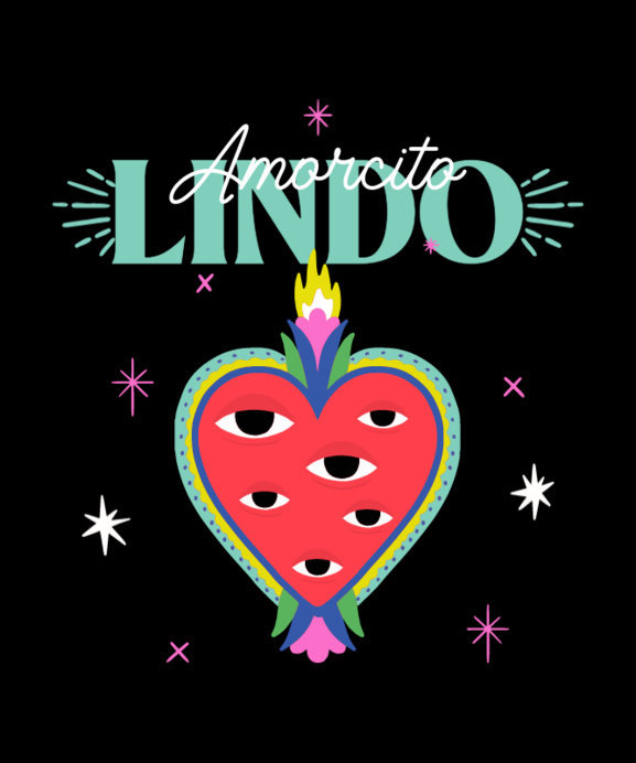 Placeit - Illustrated T-Shirt Design Generator Featuring a Heart with Eyes