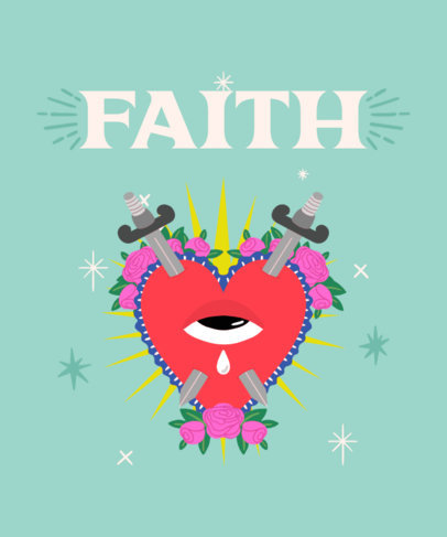 T-Shirt Design Template with a Feast of the Sacred Heart-Inspired Graphic