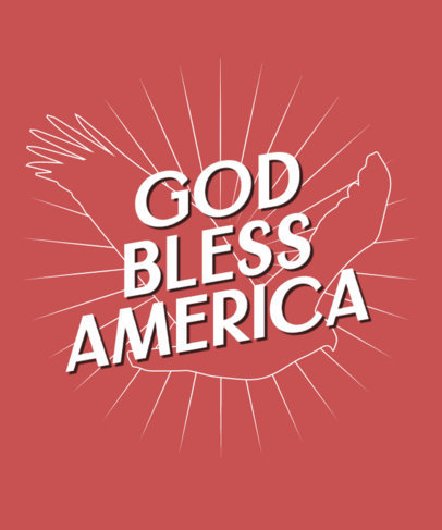 T-Shirt Design Template Featuring an American Eagle Icon for the 4th of July