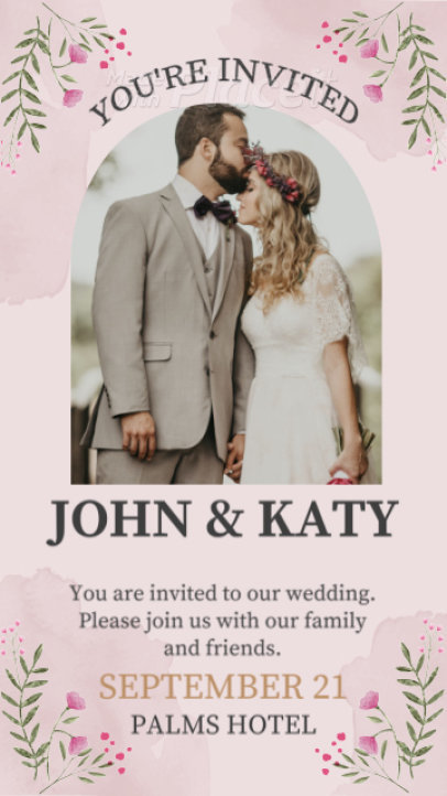 Instagram Story Video Template with a Wedding Theme Featuring Floral Ornaments