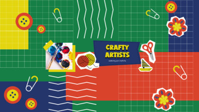 Retro-Themed YouTube Banner Design Template for Crafty Tutorials 5165-el1