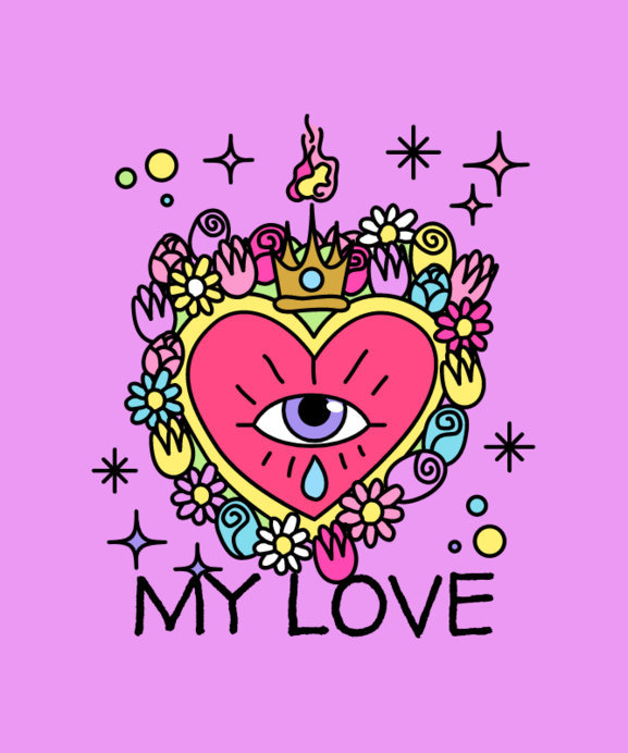 Placeit - Illustrated T-Shirt Design Maker Featuring a Heart with a ...