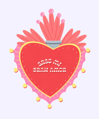 T-Shirt Design Creator Featuring an Illustrated Heart with a Spanish Quote