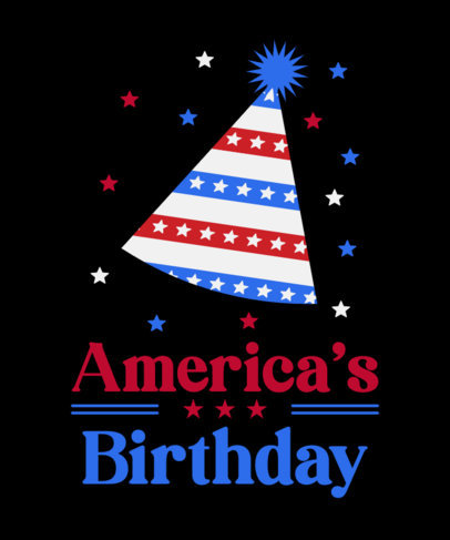 Patriotic-Themed T-Shirt Design Creator for the 4th of July Featuring a Party Hat