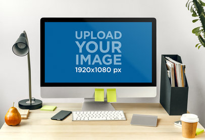 Mockup of an iMac Placed on a Tidy Desk m18204-r-el2