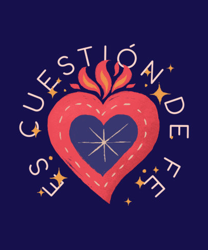 T-Shirt Design Maker Featuring a Flaming Heart Illustration with a Faith Quote