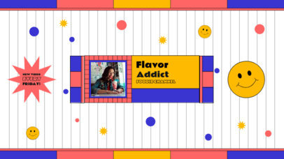 Retro-Styled YouTube Banner Maker for Foodies Featuring a Striped Background 5161d-el1