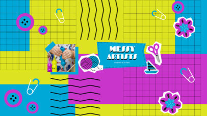 Art-Themed YouTube Banner Template for Tutorials for Kids 5165d-el1