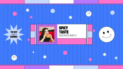 YouTube Banner Generator for a Food Channel Featuring Smiley Stickers and a Retro Style 5161f-el1
