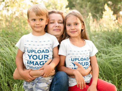 T-Shirt Mockup of a Boy and a Girl Posing with Their Mom m20306-r-el2