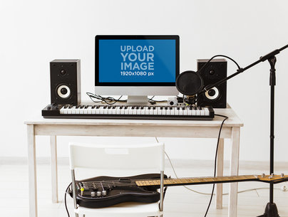 iMac Mockup Featuring Music Instruments 