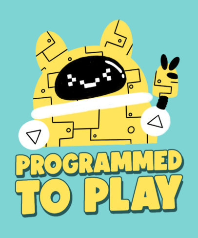 Kids T-Shirt Design Template Featuring Cute Robot Illustrations