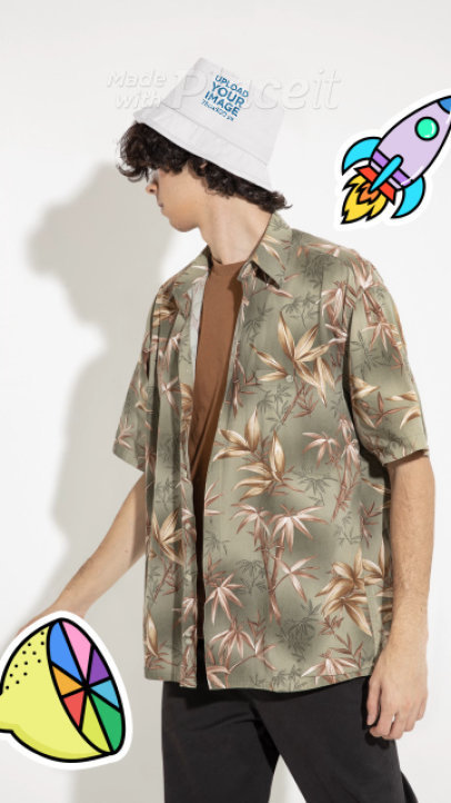 Bucket Hat Video Featuring a Young Man and Colorful Animated Stickers