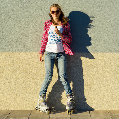 Tank Top Mockup of a Woman Wearing Roller Skates