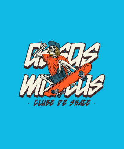 T-Shirt Design Creator Featuring a Skeleton Cartoon for a Skateboarding Club 5189f-el1