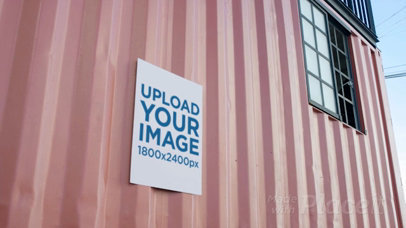 Flyer Video Mockup Glued To A Container Wall