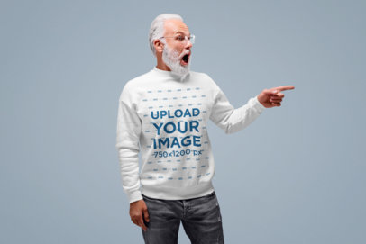 Crewneck Sweatshirt Mockup of an Elderly Man with a White Beard m25518 r-el2