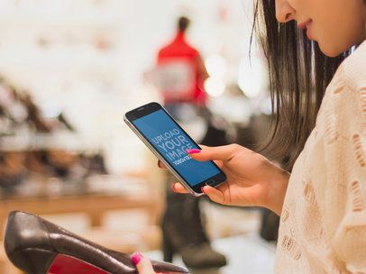 Girl Shopping For Shoes - Samsung s5 Mockup Template