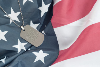 Military Dog Tag Mockup Featuring the American Flag