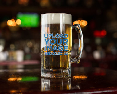 Mockup of a Beer Mug in a Pub 14780