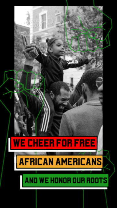 Instagram Story Video Creator with Animated Fist Graphics for Juneteenth