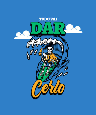 Quote T-Shirt Design Generator Featuring a Surfing Skeleton and a Summer Theme