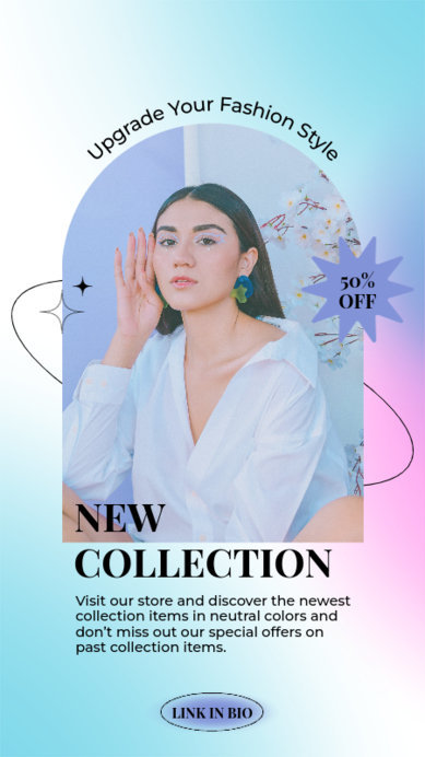Fashion Instagram Story Maker Featuring a Gradient Aesthetic and a Special Promo