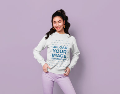 Sweatshirt Mockup of a Happy Young Woman in a Monochromatic Set m25519-r-el2