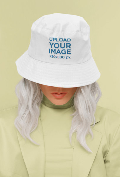 Bucket Hat Mockup Featuring a Cool Woman in a Studio