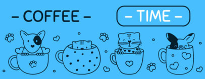 Mug Design Template with a Fun Illustration of Pets in Tea Cups