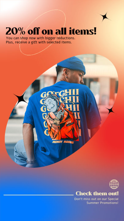 Instagram Story Generator Featuring a Gradient Aesthetic With a Summer Fashion Promo