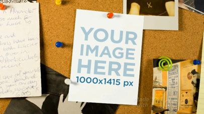 Small Flyer Video Mockup on A Cork Wall