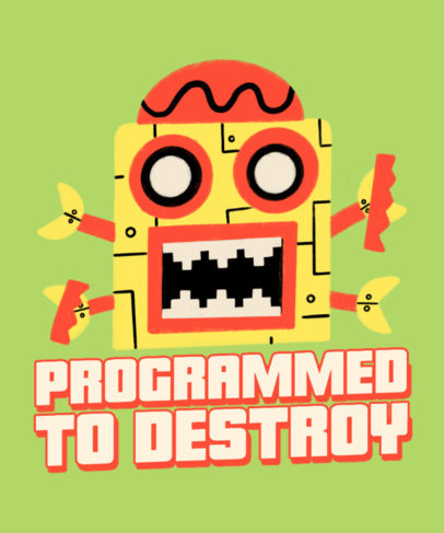 Kids T-Shirt Design Template Featuring a Cartoonish Robot Graphic