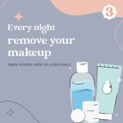 Instagram Post Maker Featuring an Illustrated Night Beauty Routine