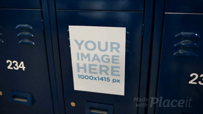 Video of a Flyer Glued to Blue Lockers