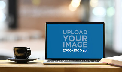 Mockup of a MacBook in a Coffee Shop